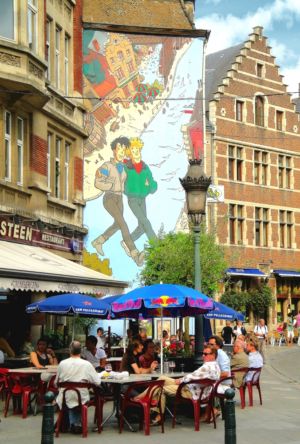 Komiksový mural v uliciach Bruselu | Foto: schevka